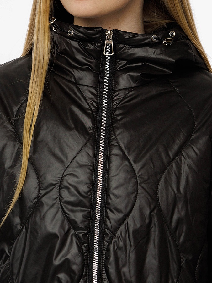 Жіноча демісезонна стьобана куртка 44 колір чорний ЦБ-00206935 SKT000882022 фото