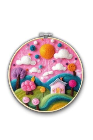 Набір для валяння картини з вовни &laquo;Світ рожевих мрій&raquo; Brushme EFL006 ЦБ-00295390 фото