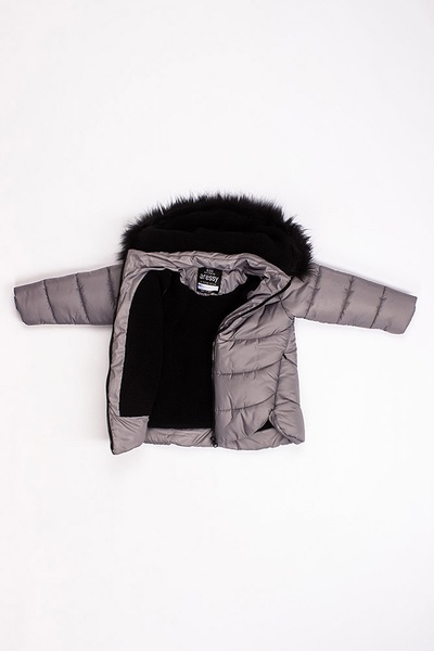 Куртка короткая на девочку 140 цвет серый ЦБ-00177298