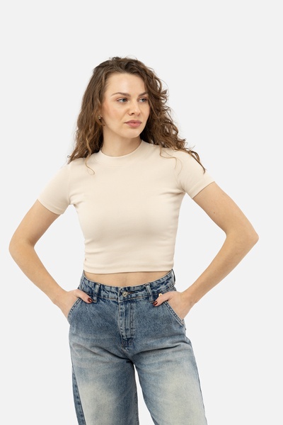 Жіноча футболка з коротким рукавом 42 колір бежевий ЦБ-00241519 SKT000961766 фото