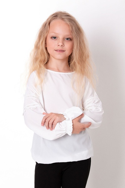 Блуза на дівчинку 134 колір молочний ЦБ-00151386 SKT000516493 фото