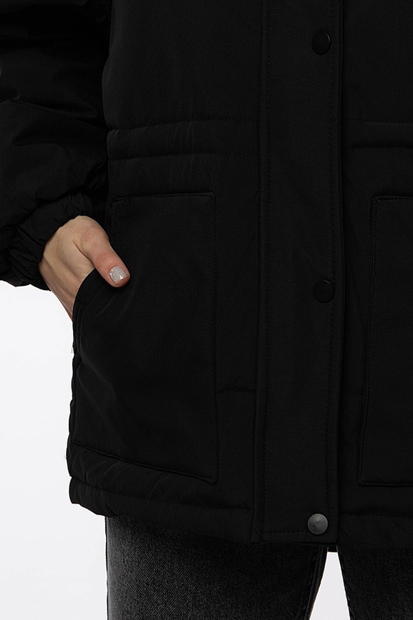 Жіночі куртка пряма коротка 50 колір чорний ЦБ-00206933 SKT000882017 фото