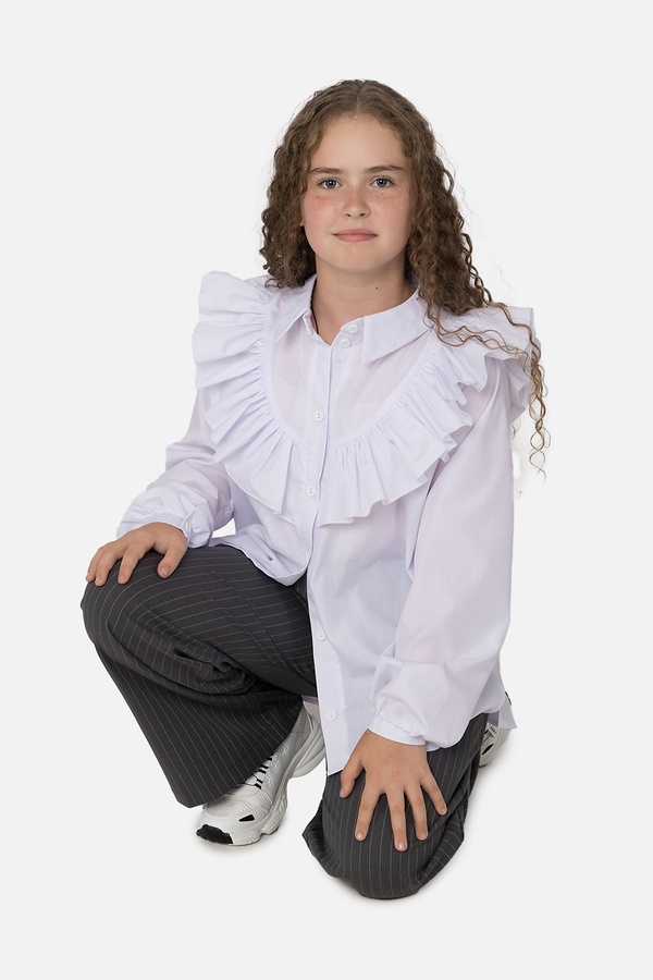 Сорочка з довгим рукавом для дівчинки 152 колір білий ЦБ-00253497 SKT001002168 фото