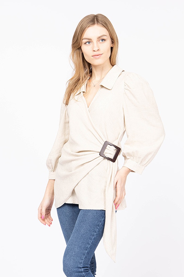 Блуза жіноча 42 колір бежевий ЦБ-00157893 SKT000534964 фото
