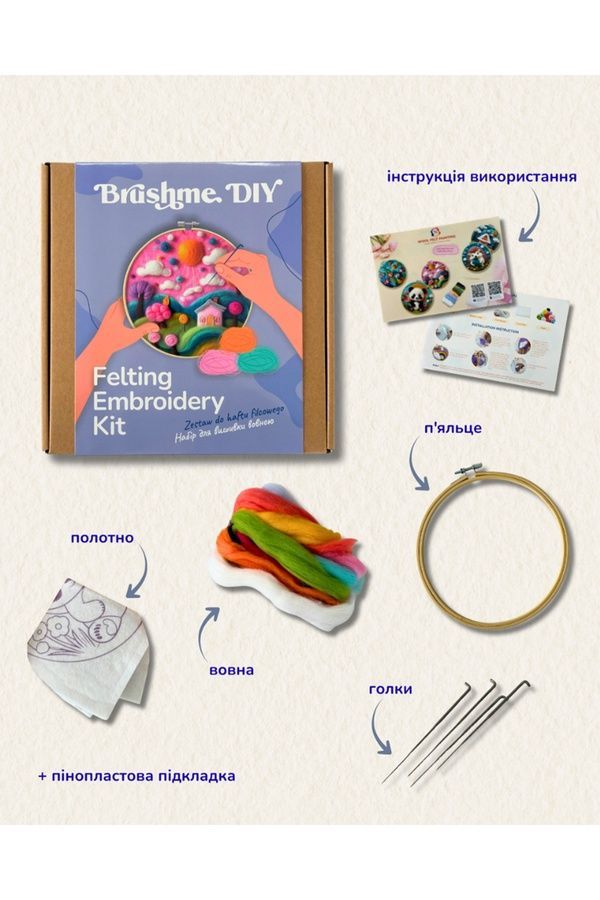 Набір для валяння картини з вовни &laquo;Світ рожевих мрій&raquo; Brushme EFL006 ЦБ-00295390 фото