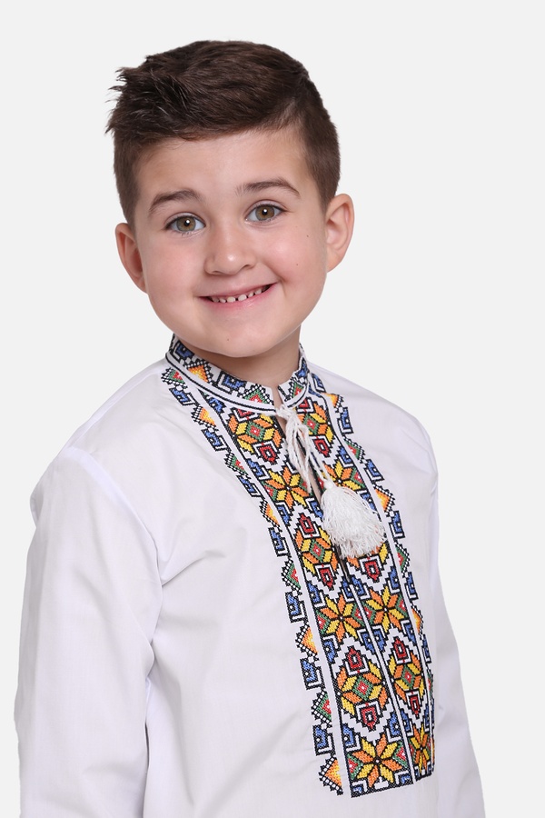 Вышиванка для мальчика с длинным рукавом 116 цвет белый ЦБ-00245241 SKT000980959 фото