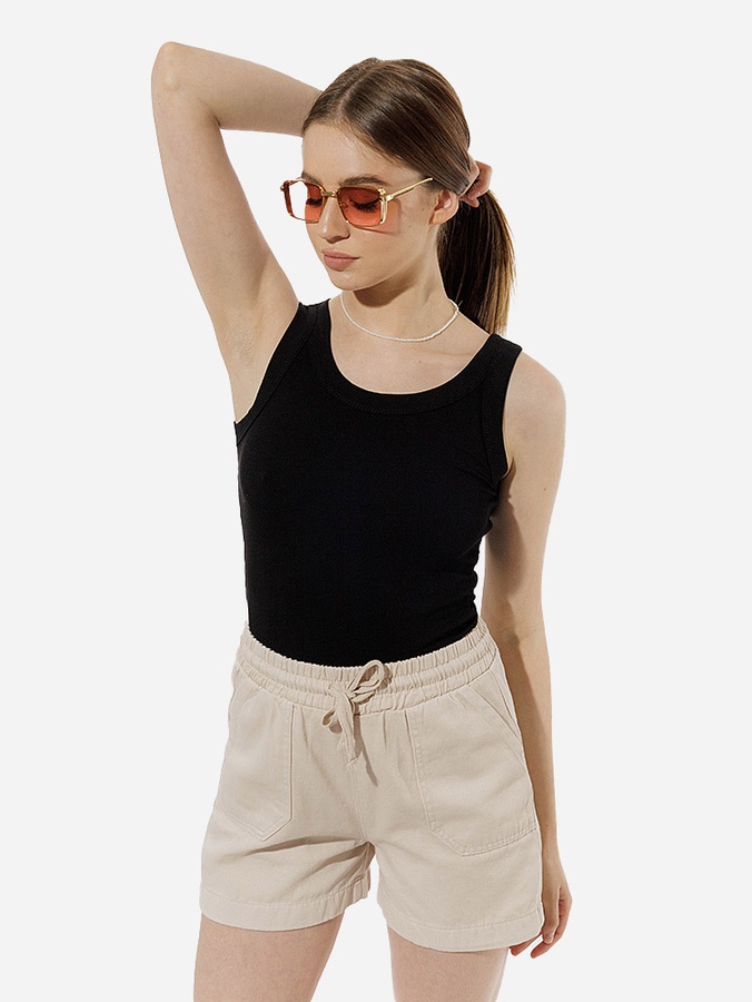 Жіночі джиснові короткі шорти 40 колір бежевий ЦБ-00219132 SKT000906377 фото
