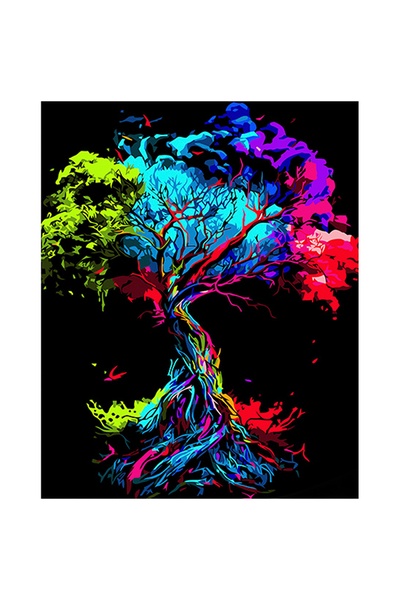 Картина по номерам Strateg - Радужное дерево на черном фоне цвет разноцветный ЦБ-00253063 SKT001000926 фото