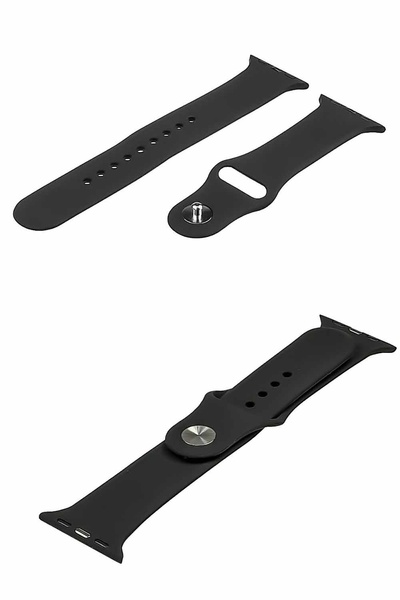 Ремінець силіконовий для Apple Watch Sport Band 42/ 44/ 45 mm розмір L колір № 01 колір чорний ЦБ-00195352 SKT000856872 фото