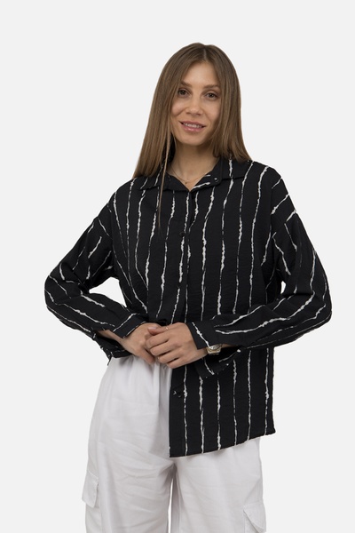 Женская блуза с длинным рукавом 48 цвет черный ЦБ-00250966 SKT000998321 фото