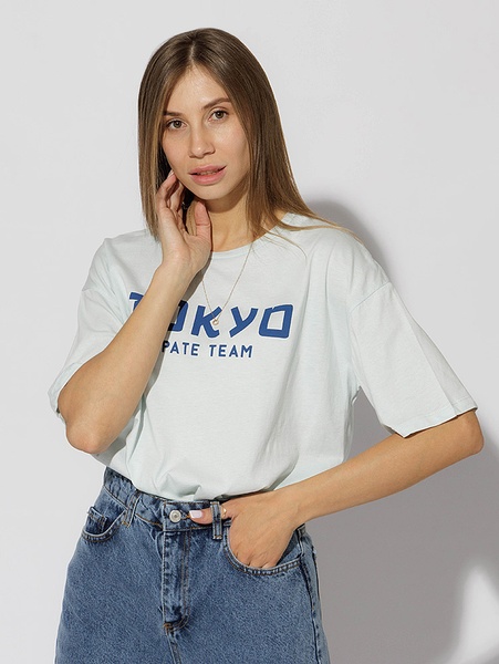 Жіноча футболка регуляр 46 колір блакитний ЦБ-00219217 SKT000906689 фото