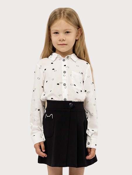 Блуза длинный рукав для девочки 116 цвет белый ЦБ-00222558 SKT000915559 фото
