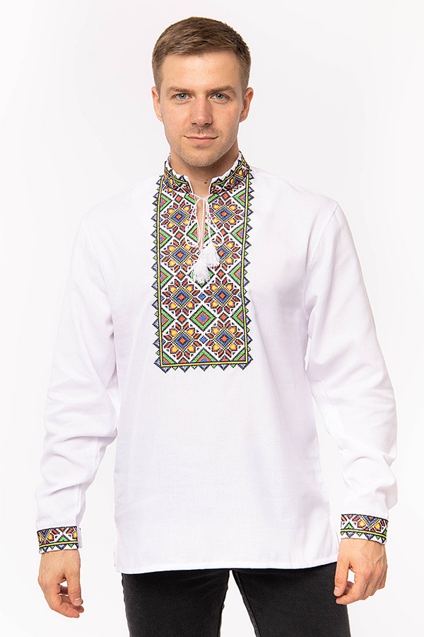 Мужская рубашка-вышиванка 44 цвет белый ЦБ-00197536 SKT000861288 фото