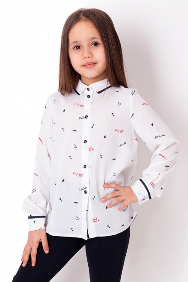 Блуза на дівчинку 122 колір білий ЦБ-00159447 SKT000538910 фото