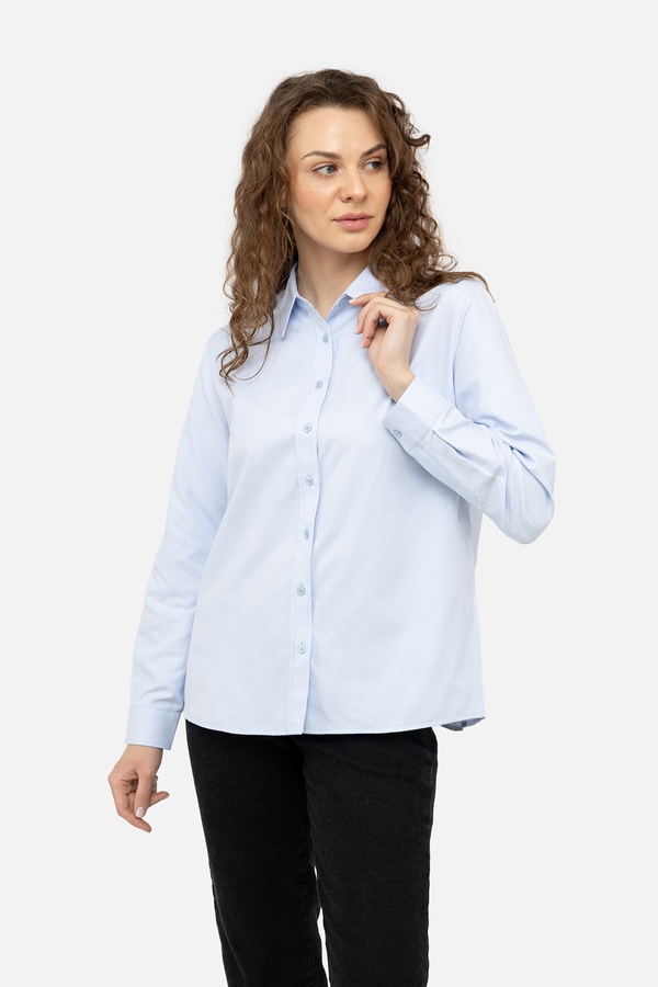 Женская рубашка 48 цвет голубой ЦБ-00242161 SKT000963736 фото