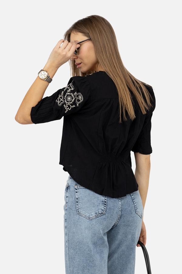 Женская вышиванка с коротким рукавом 42 цвет черный ЦБ-00245318 SKT000981214 фото