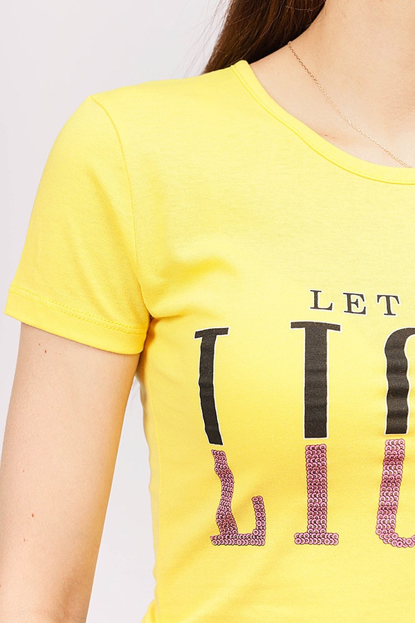 Жіноча футболка 48 колір жовтий ЦБ-00191987 SKT000847673 фото