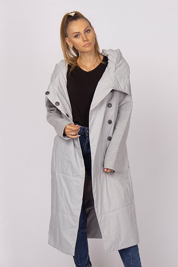 Куртка довга жіноча 56 колір сірий ЦБ-00169001 SKT000566773 фото