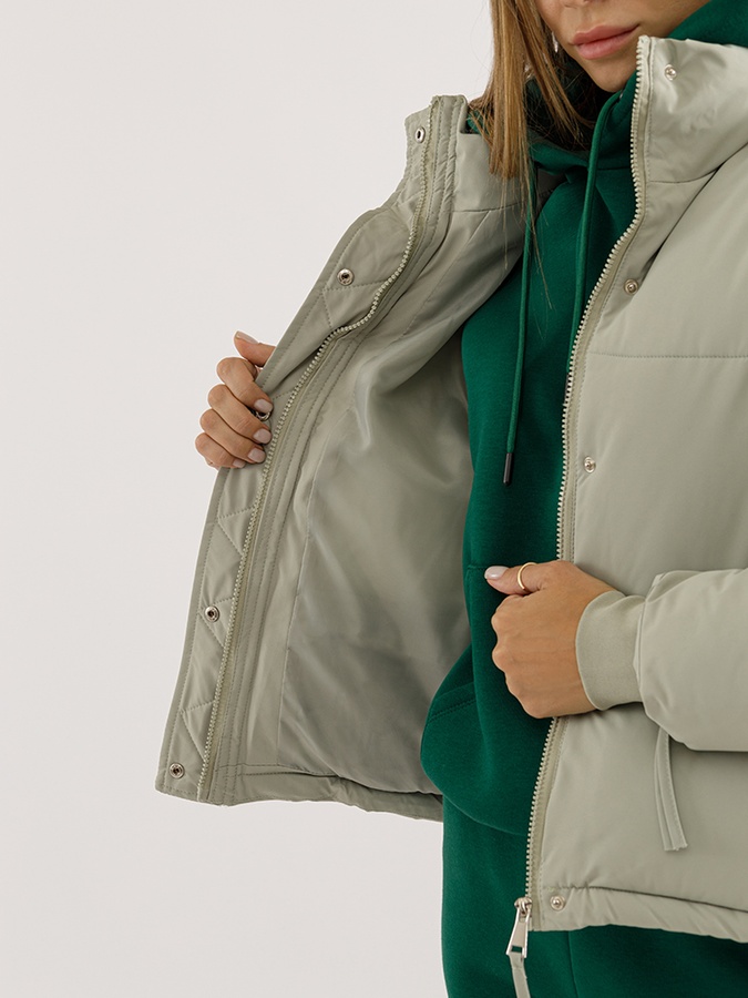 Куртка коротка жіноча 42 колір оливковий ЦБ-00223685 SKT000917963 фото