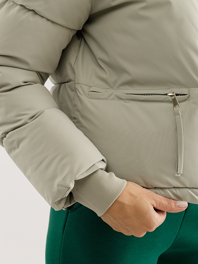 Куртка коротка жіноча 42 колір оливковий ЦБ-00223685 SKT000917963 фото