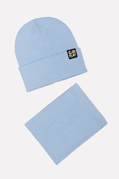 Комплект шапки и шарф на мальчика 44-46 цвет голубой ЦБ-00199733 SKT000866860 фото