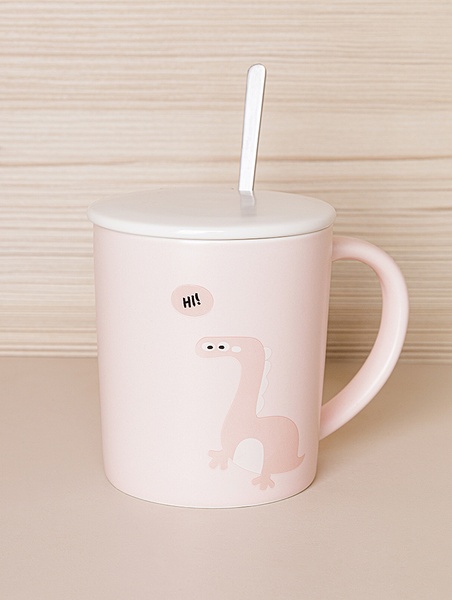 Чашка с крышкой и ложкой "Monsters" цвет розовый ЦБ-00224633 SKT000920617 фото