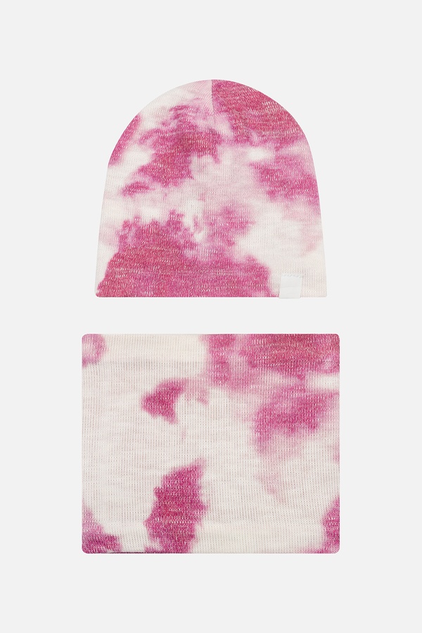 Комплект шапка та шарф для дівчинки 48-50 колір рожевий ЦБ-00189625 SKT000840539 фото