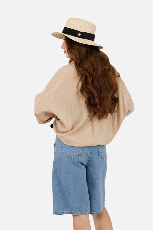 Жіноча сорочка з довгим рукавом 42 колір бежевий ЦБ-00250968 SKT000994894 фото