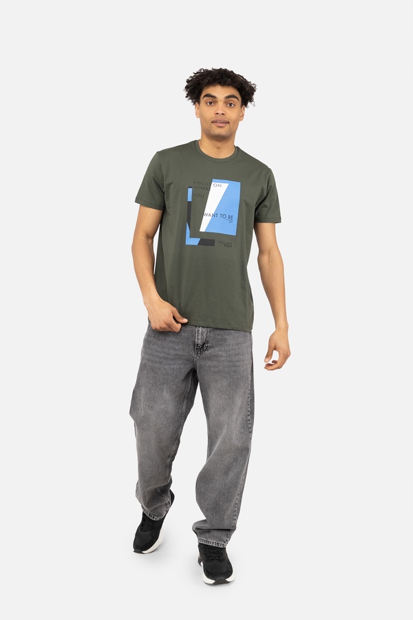 Чоловіча футболка з коротким рукавом 46 колір хакі ЦБ-00243189 SKT000967341 фото