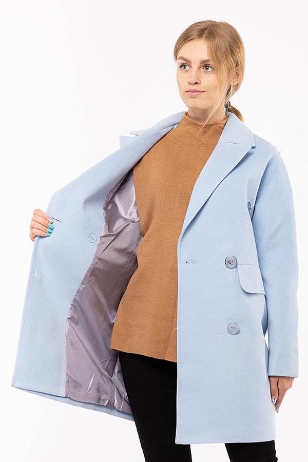Жіноче пальто 54 колір блакитний ЦБ-00190122 SKT000841987 фото