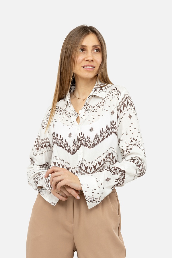 Жіноча сорочка з довгим рукавом 42 колір білий ЦБ-00244744 SKT000979678 фото