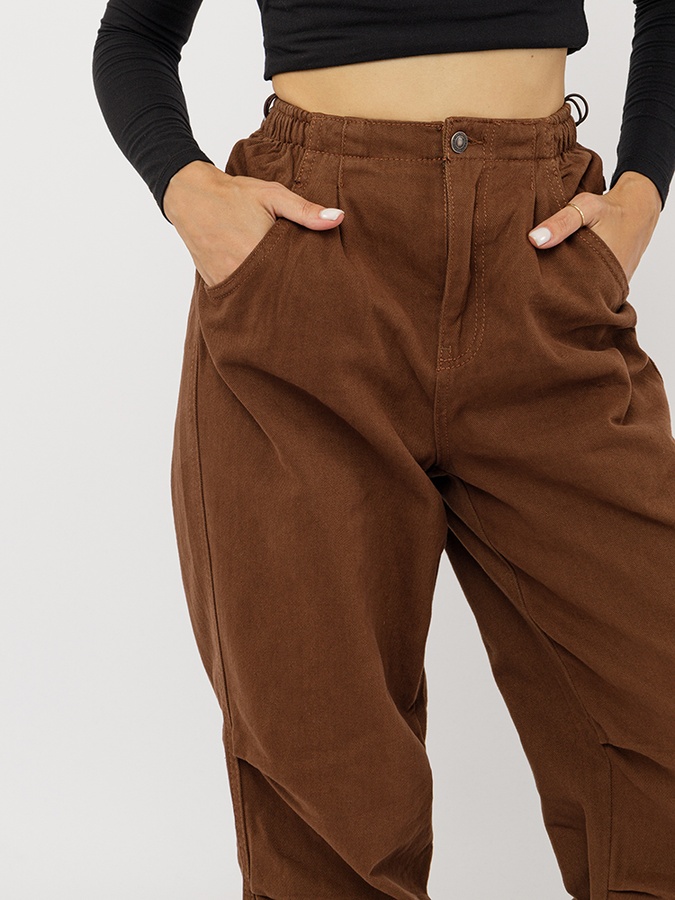 Джогери джинсові жіночі 44 колір коричневий ЦБ-00229365 SKT000932049 фото