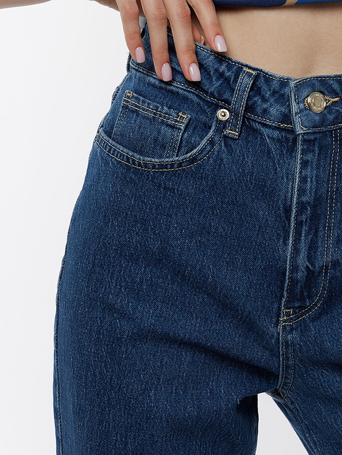 Жіночі джинси мом 38 колір синій ЦБ-00217706 SKT000903170 фото
