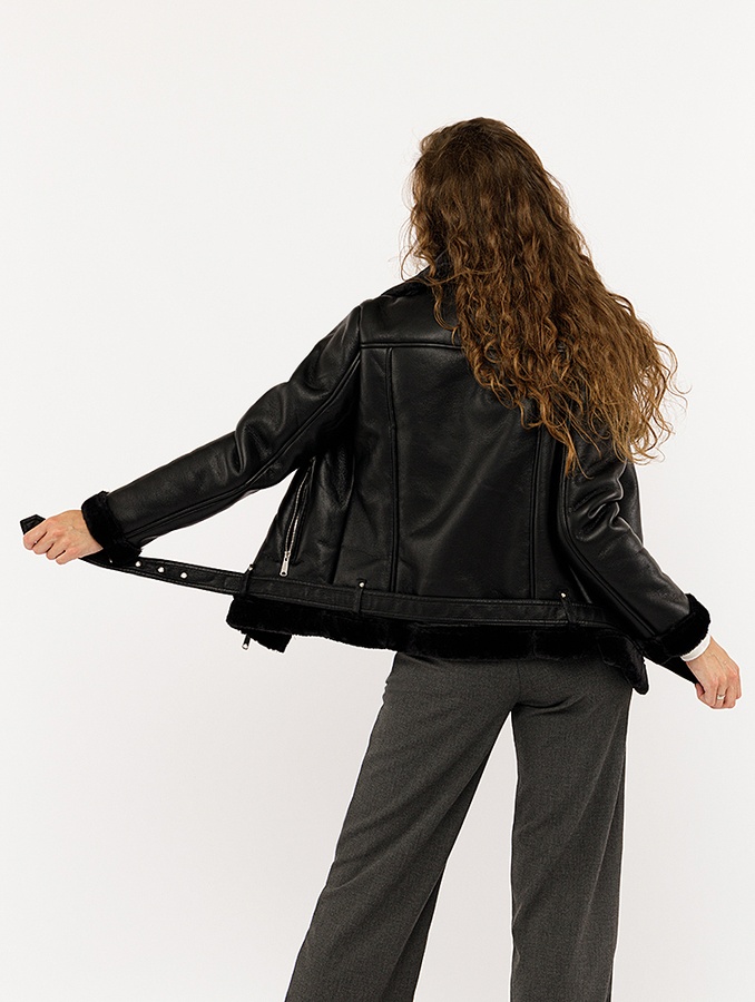Куртка косуха жіноча 44 колір чорний ЦБ-00223669 SKT000917897 фото