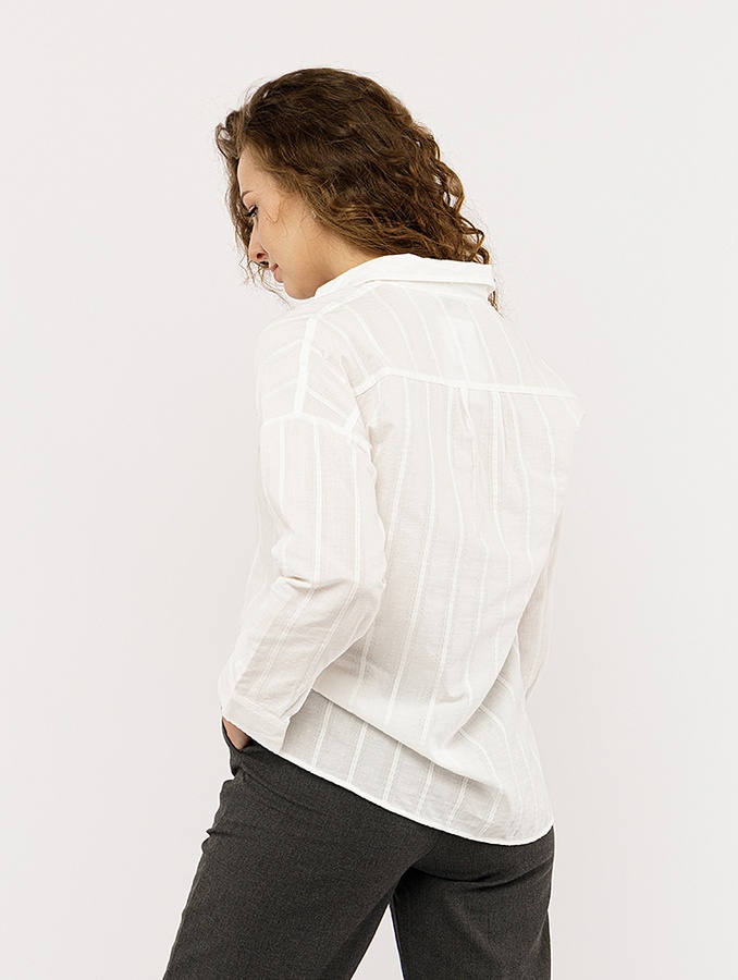 Жіноча сорочка з довгим рукавом 48 колір білий ЦБ-00224603 SKT000920464 фото