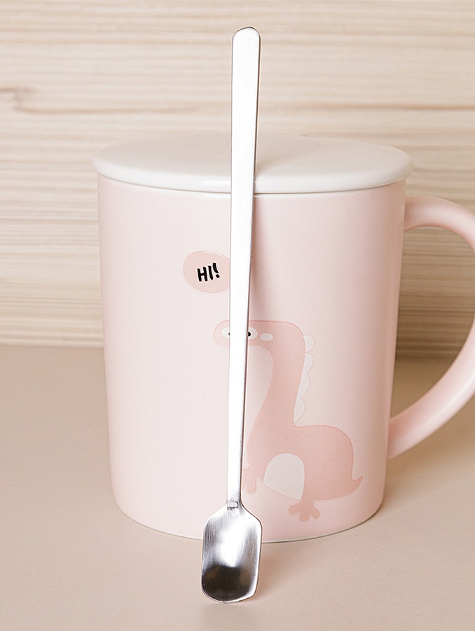 Чашка с крышкой и ложкой "Monsters" цвет розовый ЦБ-00224633 SKT000920617 фото