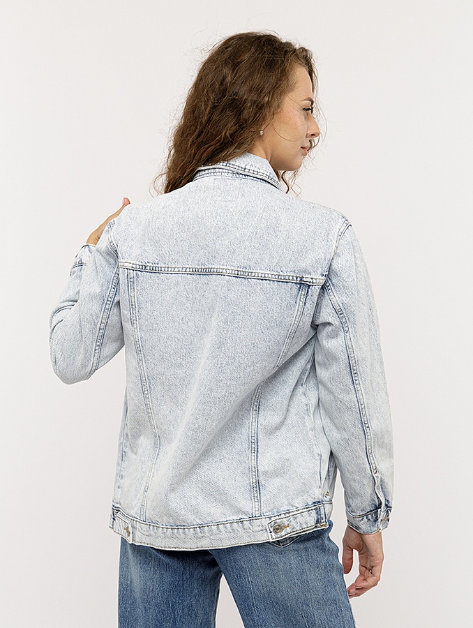 Женская джинсовая куртка 40 цвет голубой ЦБ-00219139 SKT000906399 фото