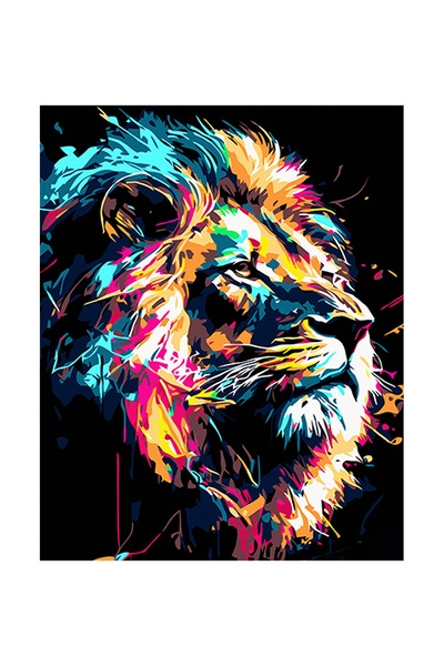 Картина по номерам Strateg - Мощный лев на черном фоне цвет разноцветный ЦБ-00253065 SKT001000928 фото