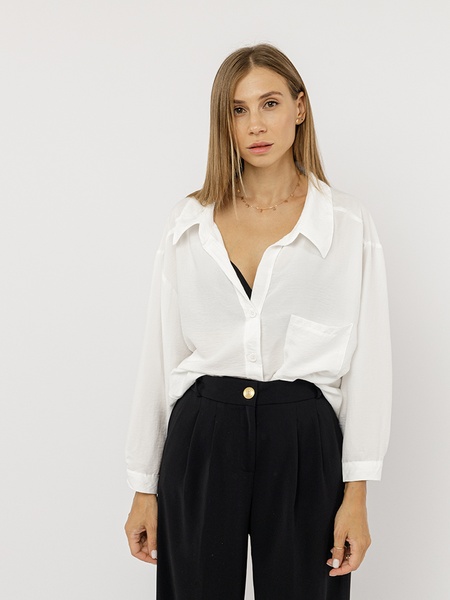 Жіноча блуза з довгим рукавом 44 колір білий ЦБ-00227801 SKT000927473 фото