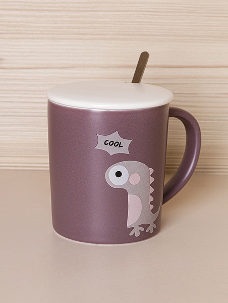 Чашка з кришкою та ложкою "Monsters" колір фіолетовий ЦБ-00224634 SKT000920618 фото