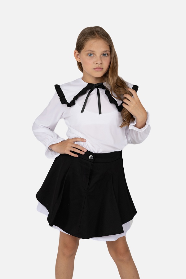 Блуза с длинным рукавом для девочки 134 цвет белый ЦБ-00251242 SKT000996277 фото