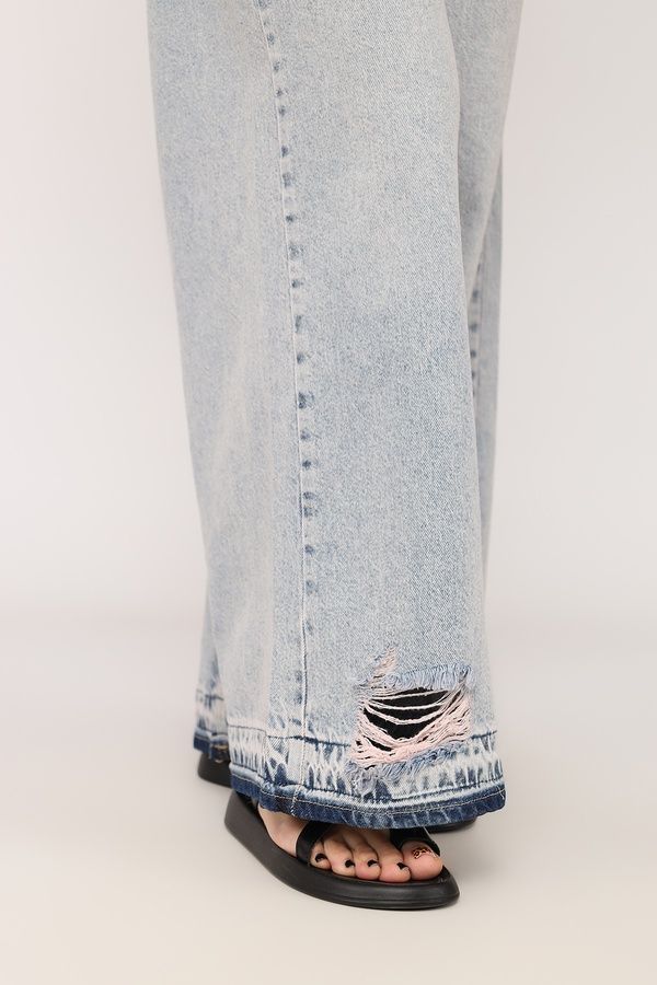 Джинси wide leg жіночі колір блакитний 48 ЦБ-00271915 фото