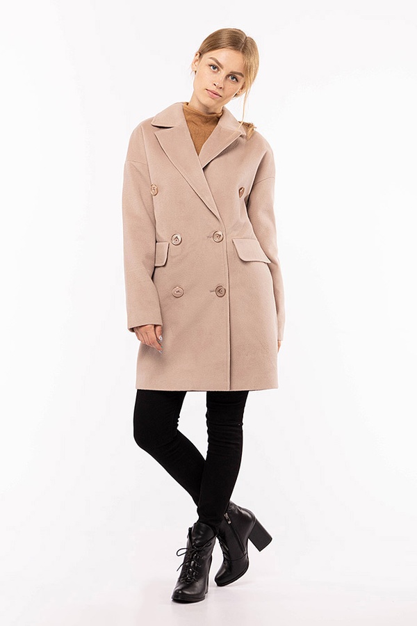 Жіноче пальто 42 колір капучино ЦБ-00190123 SKT000841988 фото
