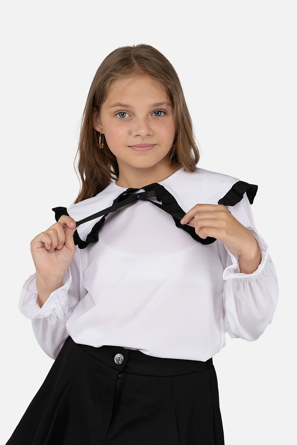 Блуза з довгим рукавом для дівчинки 134 колір білий ЦБ-00251242 SKT000996277 фото