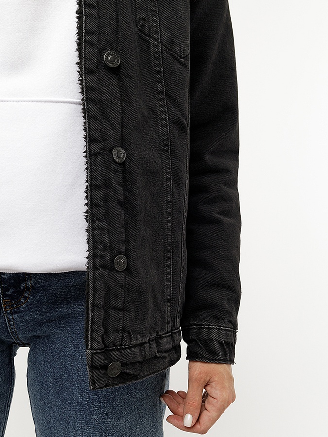 Жіноча джинсова куртка 42 колір темно-сірий ЦБ-00228217 SKT000928567 фото