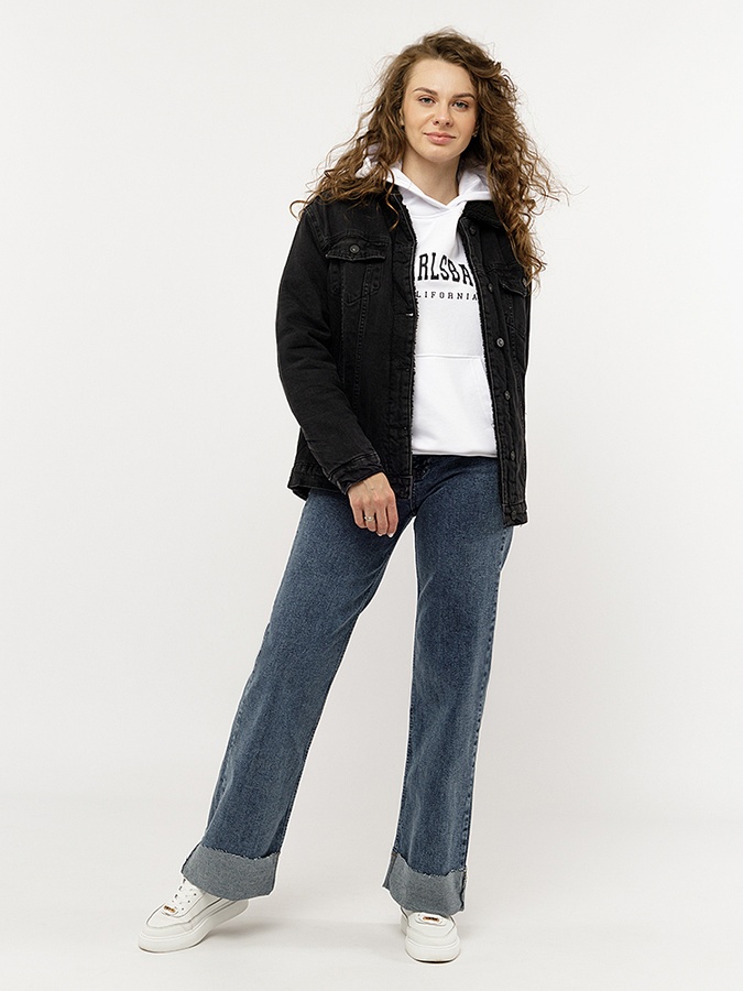 Жіноча джинсова куртка 42 колір темно-сірий ЦБ-00228217 SKT000928567 фото