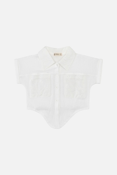 Блуза з коротким рукавом для дівчинки 134 колір білий ЦБ-00243488 SKT000968159 фото