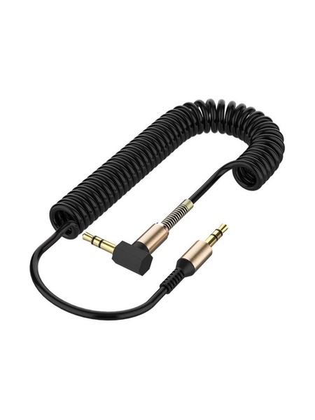 AUX кабель SP-206 пружинний TRS 3.5 - TRS 3.5 1.5 м колір чорний ЦБ-00208025 SKT000883902 фото