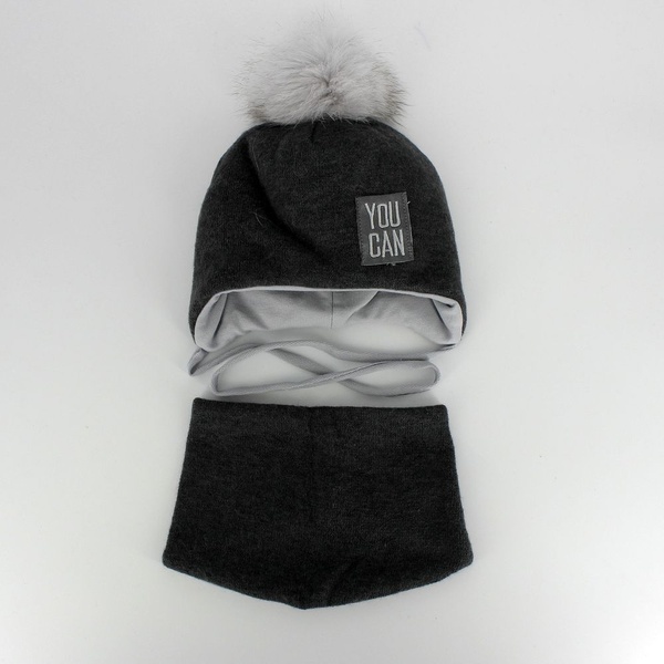 Комплект шапка-шарф "Вілсон" , для хлопчика 48-50 колір сірий ЦБ-00143146 SKT000498573 фото