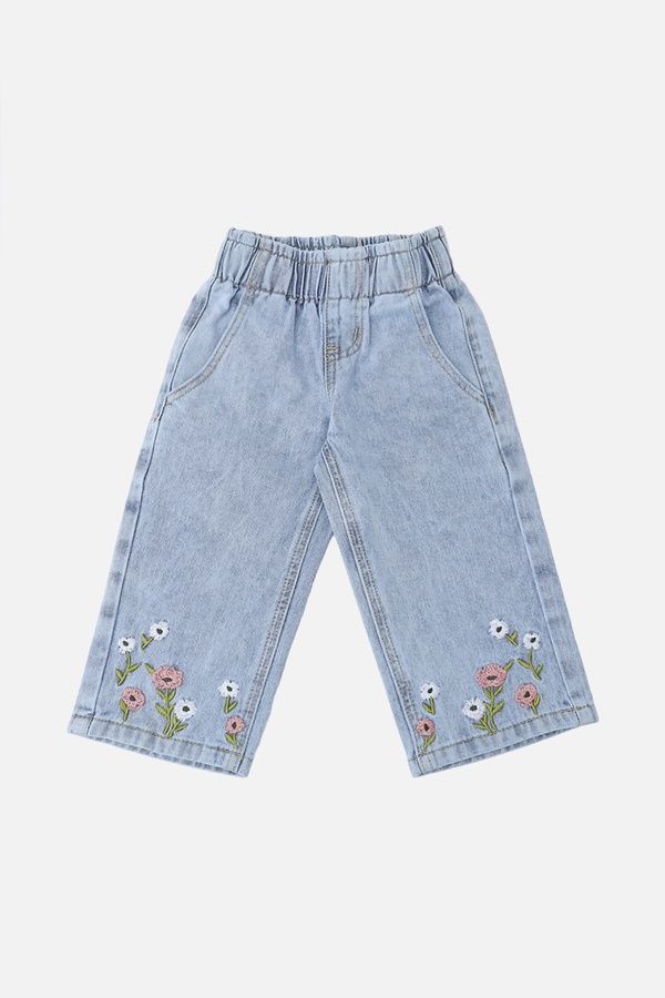 Джинси wide leg для дівчинки колір блакитний 80 ЦБ-00290467 фото